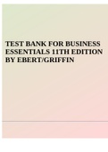 TEST BANK FOR BUSINESS ESSENTIALS 11TH EDITION BY EBERT/GRIFFIN