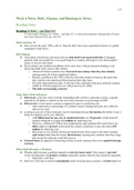 Economy: Africa Readings summary of week 6: Debt, Finance, and Banking in Africa + lecture notes