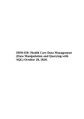HIM 650 Health Care Data Management (Data Manipulation and Querying with SQL) October 28, 2020.