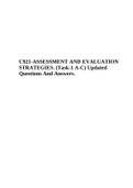 MSN ED C921-ASSESSMENT AND EVALUATION STRATEGIES. (Task-1 A-C) Updated Questions And Answers. 