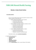 Module 7 Study Guide Outline - NUR2488 / NUR 2488 (Latest 2022 / 2023) : Mental Health Nursing - Rasmussen
