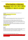 Information Literacy Pretest SOS 110. 2022  CORRECT BEST GUIDE 