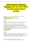 Information Literacy Pretest SOS 110. 2022 100% GUARANTEED BEST GUIDE 