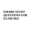 IOP2602 STUDY QUESTIONS FOR EXAM 2022