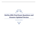 DaVita (RN) Final Exam Questions and  Answers Updated Version
