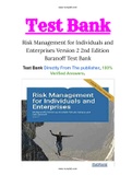 Risk Management for Individuals and Enterprises Version 2 2nd Edition Baranoff Test Bank