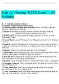 Stats for Nursing (H355) Exam 1: All Modules Updated 2022 with complete solution
