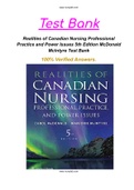 Realities of Canadian Nursing Professional Practice and Power Issues 5th Edition McDonald Mclntyre Test Bank