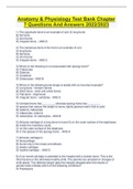 Anatomy & Physiology Test Bank Chapter  7 Questions And Answers 2022/2023
