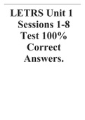 LETRS Unit 1 Sessions 1-8 Test 100% Correct Answers.