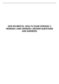  HESI RN MENTAL HEALTH EXAM VERSION 1| VERSION 2 AND VERSION 3 REVIEW QUESTIONS AND ANSWERS 