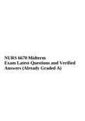 NURS 6670- Psychiatric Mental Health Nurse Practitioner Role II: Adults And Older Adults Midterm Exam Latest-Questions and Verified Answers (Already Graded A).