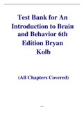 Test Bank for An Introduction to Brain and Behavior 6th Edition Bryan Kolb