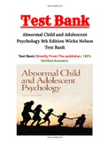 Abnormal Child and Adolescent Psychology 8th Edition Wicks Nelson Test Bank