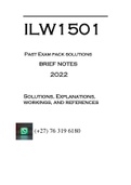 ILW1501 - PAST EXAM PACK SOLUTIONS & BRIEF NOTES - 2022