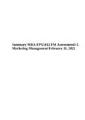 Summary MBA-FPX 5012 FM Assessment3-1. Marketing Management February 11, 2021.
