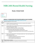 Exam 1 Study Guide - NUR2488 / NUR 2488 (Latest 2022 / 2023) : Mental Health Nursing - Rasmussen