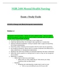 Exam 1 Study Guide BUNDLE - NUR2488 / NUR 2488 (Latest 2022 / 2023) : Mental Health Nursing - Rasmussen