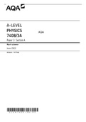 AQA A-LEVEL PHYSICS 7408/3A Paper 3 Section A Mark scheme June 2022 Version: 1.0 Final