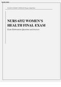 NURS 6552 WOMEN’S HEALTH FINAL EXAM||  Exam Elaborations Questions and Answers