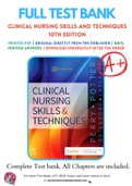 Test Bank for Clinical Nursing Skills and Techniques 10th Edition By Anne Griffin Perry; Patricia A. Potter; Wendy Ostendorf; Nancy Laplante Chapter 1-43 Complete Guide