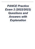PANCE Practice Exam 2 (2022-2023) Questions and Answers with Explanation.
