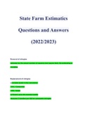 State Farm Estimatics Questions and Answers (2022/2023) complete solution ( A+ GRADED 100% VERIFIED)