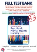 Test Bank For Essentials of Psychiatric Mental Health Nursing Concepts of Care in Evidence-Based Practice 8th Edition by Karyn I Morgan, Mary C. Townsend 9780803676787 Chapter 1-32 Complete Guide.