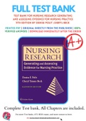 Test Bank For Nursing Research Generating and Assessing Evidence for Nursing Practice 11th Edition by Denise Polit ,Cheryl Beck 9781975110642 Chapter 1-33 Complete Guide.