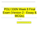 POLI 330N Week 8 Final Exam (Version 2 - Essay & MCQs).| 2022 LATEST UPDATE | Graded A+