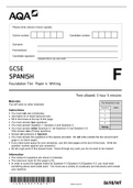 AQA GCSE SPANISH Foundation Tier Paper 4 Writing 8698-WF-QP-Spanish-G-17Jun22
