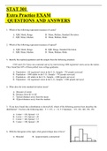 STAT 301  Extra Practice EXAM   QUESTIONS AND ANSWERS