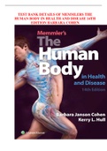 TEST BANK DETAILS OF MEMMLERS THE HUMAN BODY IN HEALTH AND DISEASE 14TH EDITION BARBARA COHEN|COMPLETE GUIDE SOLUTION UPDATED IN CONTENT AND PEDAGOGY 