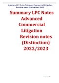 Summary LPC Notes Advanced Commercial Litigation Revision notes (Distinction) 2022/2023