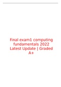 computing fundamentals Final exam1  2022 Latest Update | Graded A+