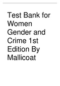 Test Bank for Women Gender and Crime 1st Edition By Mallicoat