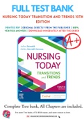 Test Bank for Nursing Today Transition and Trends 10th Edition By JoAnn Zerwekh; Ashley Zerwekh Garneau Chapter 1-26 Complete Guide A+