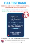 Test Bank for Goodman and Gilman's The Pharmacological Basis of Therapeutics 13th Edition By Laurence Brunton; Bjorn Knollman; Randa Hilal-Dandan Chapter 1-71 Complete Guide A+