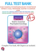 Test Banks For Stahl's Essential Psychopharmacology 4th Edition by Stephen M. Stahl, 9781107025981, Chapter 1-14 Complete Guide