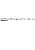GEN 499 Critical Thinking Quiz (Full Revised) Questions and Answers.
