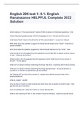 English 205 test 1- 5.1- English Renaissance HELPFUL Complete 2022 Solution .