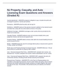 NJ Property, Casualty, and Auto Licensing Exam Questions and Answers (Graded A)