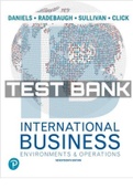 TEST BANK for International Business 17th Edition by by John Daniels, Lee Radebaugh and Daniel Sullivan. All Chapters 1-20. 580 Pages.