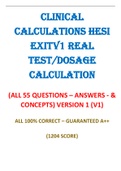 2023 HESI EXIT DOSAGE CALCULATION V1 / CLINICAL CALCULATION Q&A 