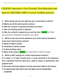CSLB B Contractor's Law Practice Test Questions and Answers 2022/2023| 100% Correct Verified Answers