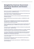 Straighterline American Government Final Exam Questions and Answers (Graded A)