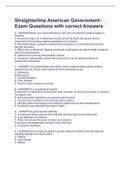Straighterline American Government-Exam Questions with correct Answers