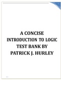 A CONCISE INTRODUCTION TO LOGIC TEST BANK BY PATRICK J. HURLEY  COMPLETE TESTBANK