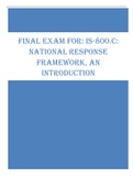 FINAL EXAM FOR: IS-800.C:  NATIONAL RESPONSE  FRAMEWORK, AN  INTRODUCTION