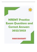 NREMT Practice Exam Questions and Correct Answers 2022/2023